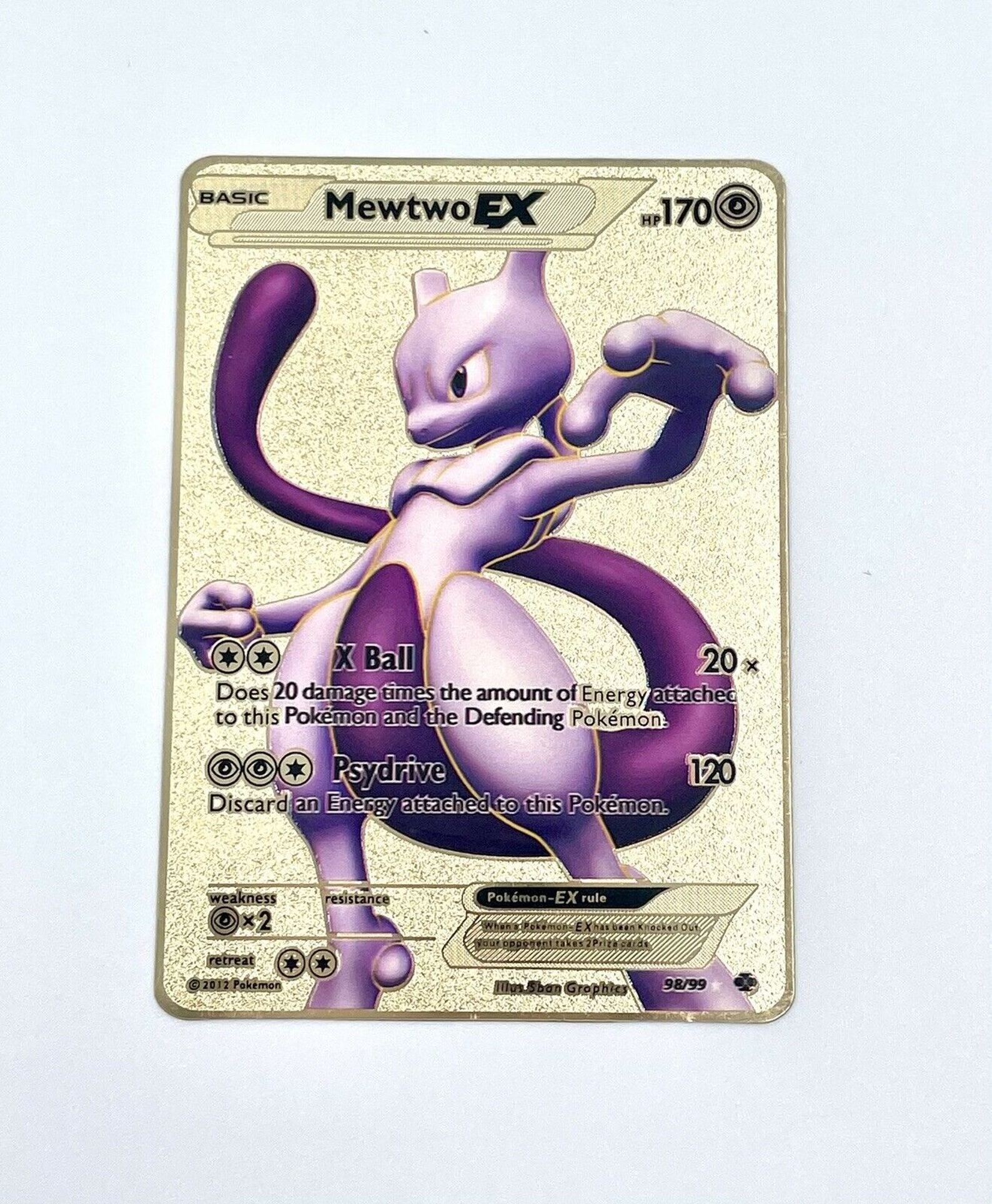 Pokemon Mewtwo EX PROMO Gold Metal Custom Card Full Art 98/99 | Etsy