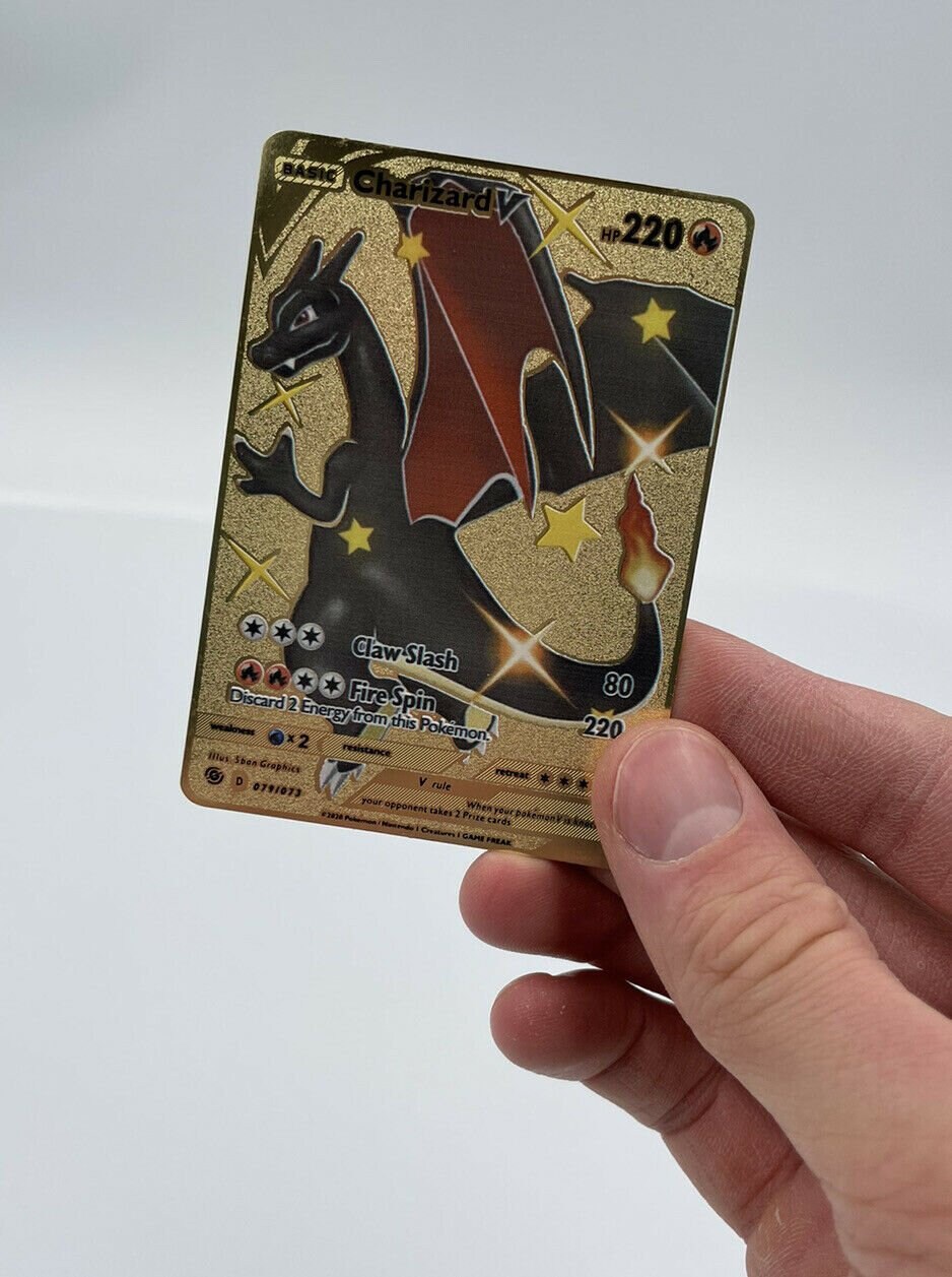 Pokemon Charizard V 79 Secret Rare Full Art Gold Metal Custom Etsy