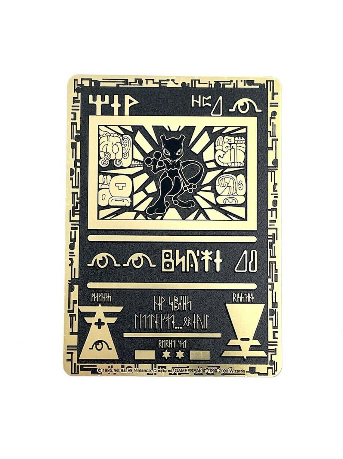 Pokemon Ancient Mewtwo PROMO Black Gold Metal Custom Card 2000 | Etsy