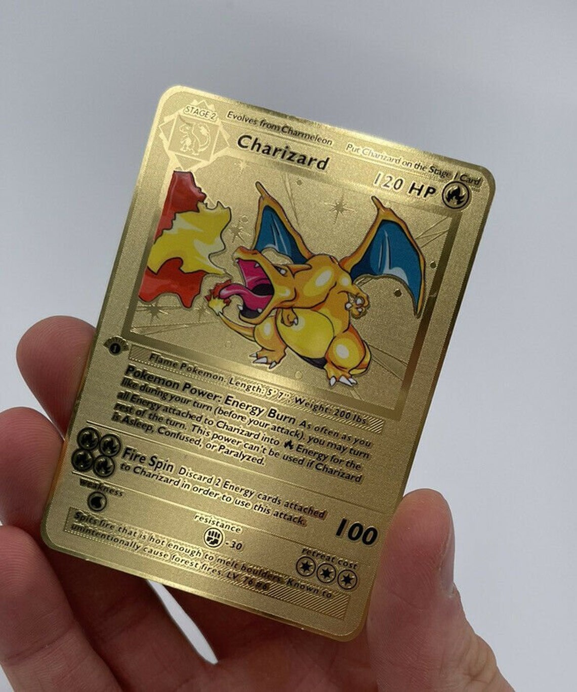 Charizard 1st Edition Base Set Gold Metal Pokemon Card Custom Etsy
