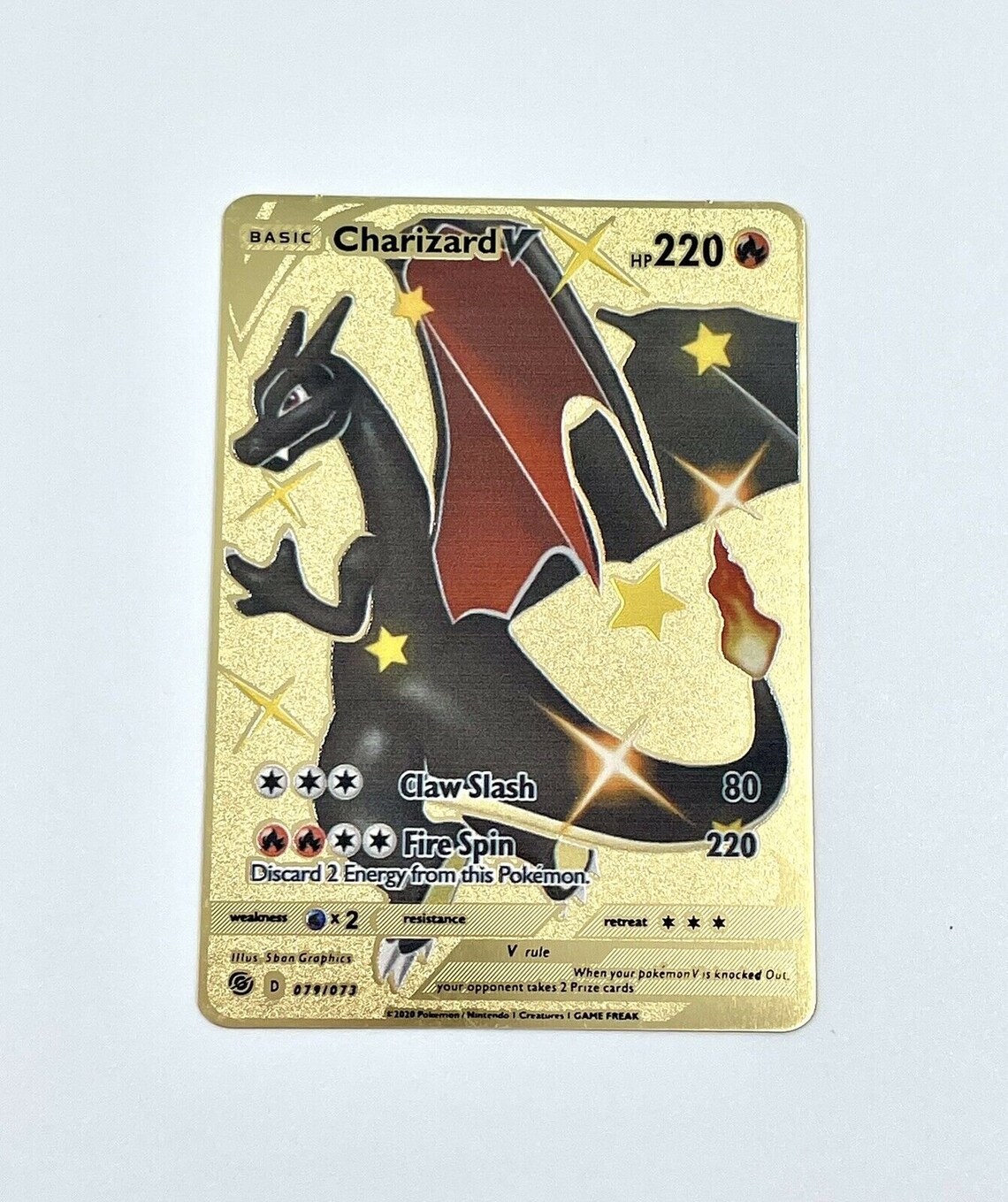 Pokemon Charizard V 79 Secret Rare Full Art Gold Metal Custom Etsy