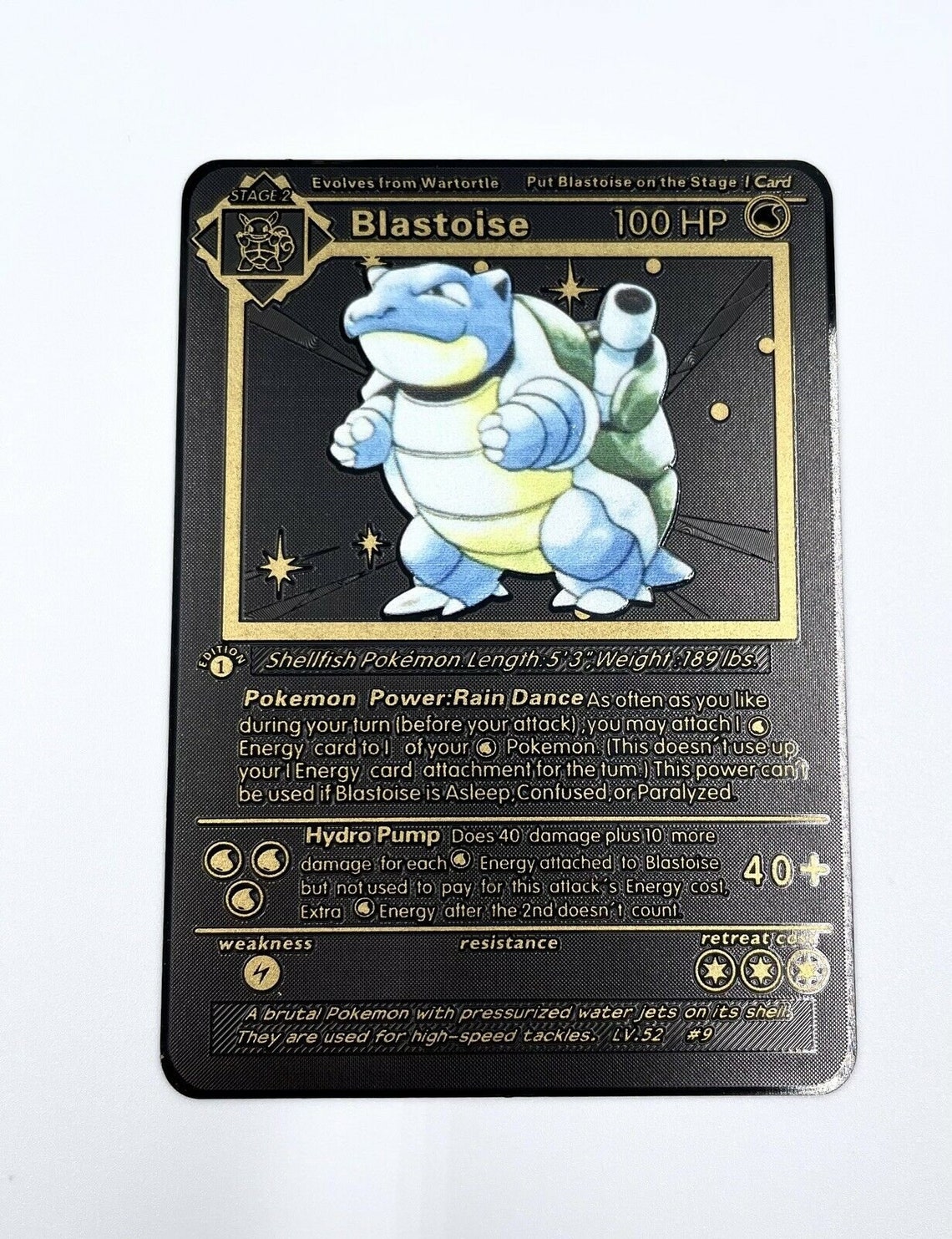 Blastoise 1st Edition Base Set Black Metal Pokemon Card Custom Etsy