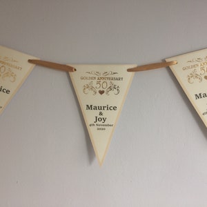 Personalised 50th Golden Wedding Anniversary Bunting Banner Party Decoration