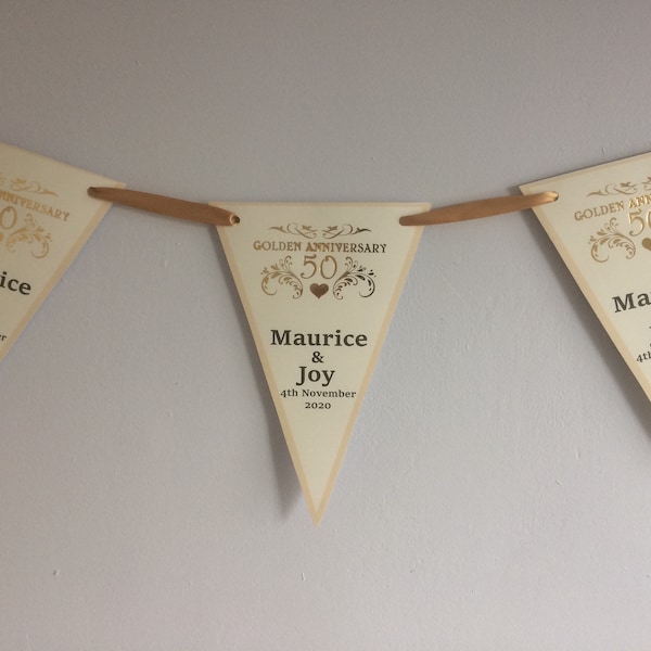 Personalised 50th Golden Wedding Anniversary Bunting Banner Party Decoration