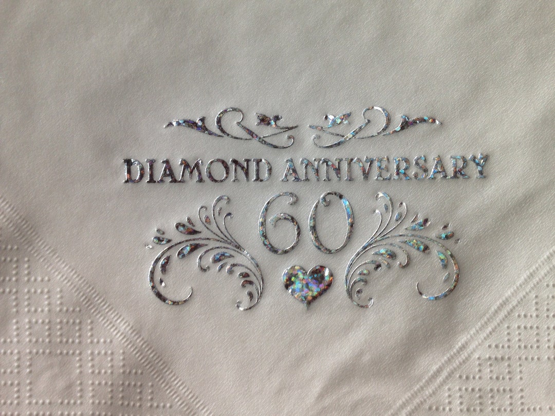 60th Diamond Anniversary Napkins Party Tableware Pack of 15 X 3ply Soft