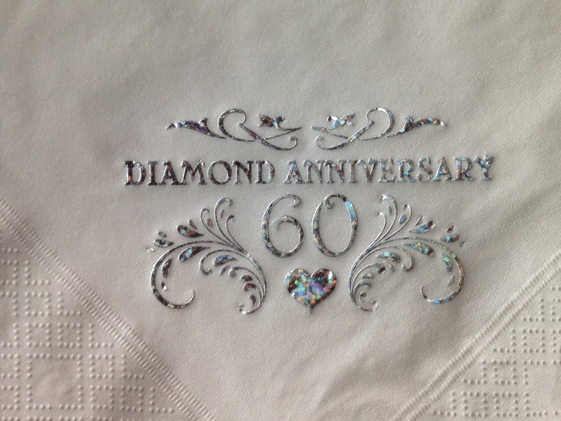 60th Diamond Anniversary Napkins Party Tableware Pack of 15 X Etsy