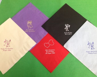 50 Personalised Napkins / Serviettes Quality 3ply Wedding, Birthday, Anniversary, All Occasions