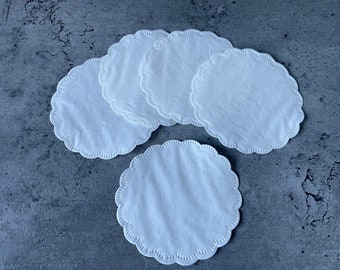 100 Plain white paper disposable coasters, table drinks mats