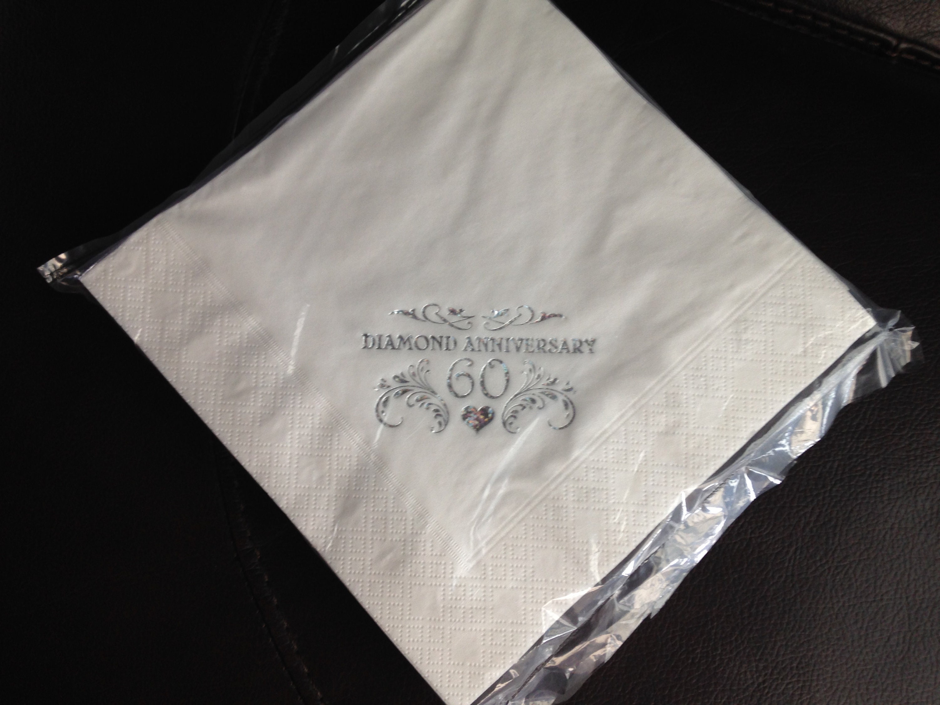 60th Diamond Anniversary Napkins Party Tableware Pack of 15 X Etsy UK