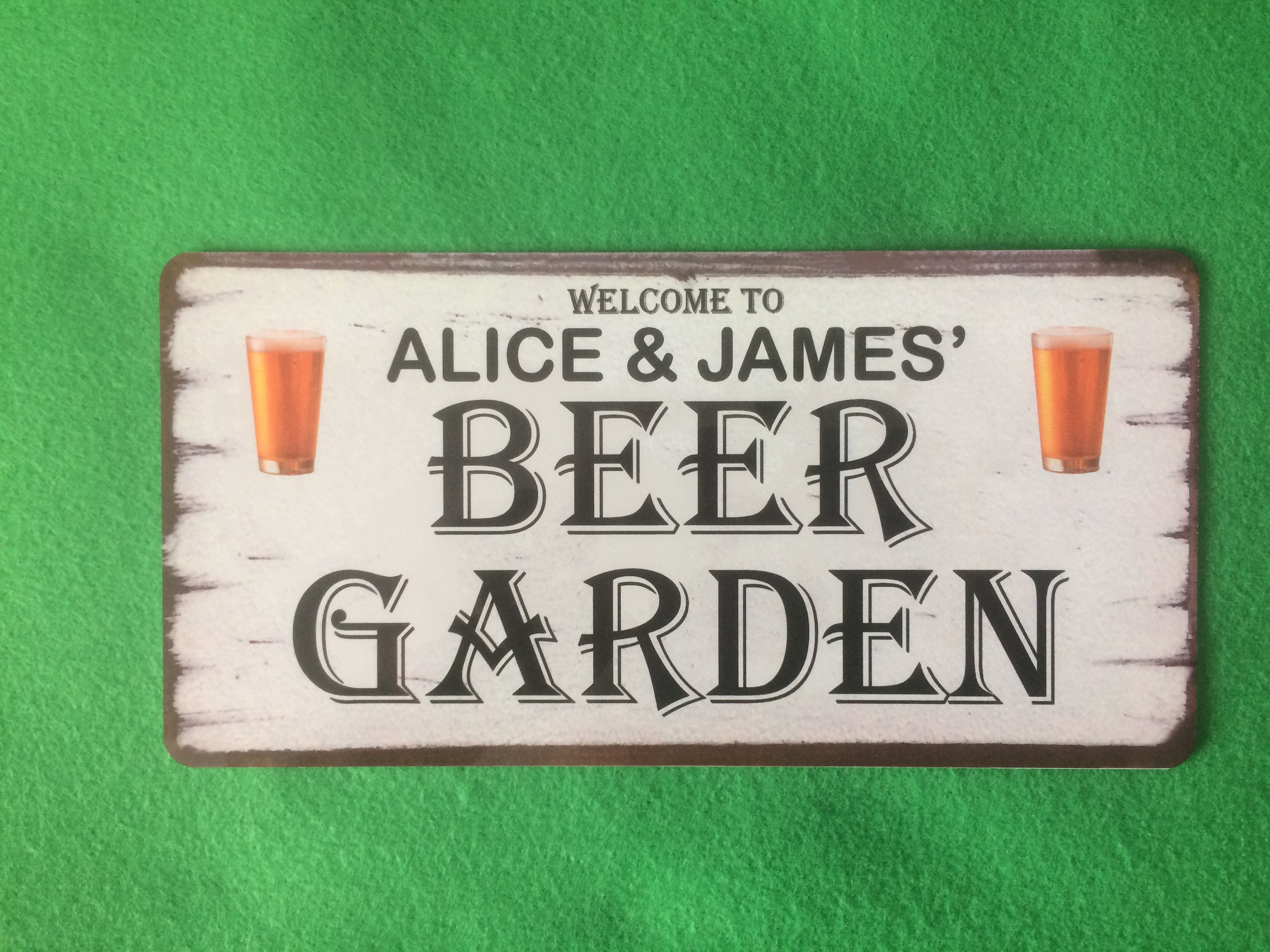 Personalised Beer Garden Sign Plaque Drinks Etsy
