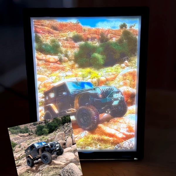 Luz nocturna litofánica con foto impresa en 3D / Regalo personalizado con foto de mascota / Regalo personalizado para amantes de Jeep