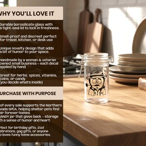 Smell Proof Glass Stash Jar, Funny Trinket Storage for Herbs, Spices & Small Items, “Randy” Gag Gift, 21st Birthday Idea, Odor Proof image 6