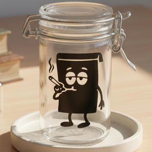 Smell Proof Glass Stash Jar with Airtight Lid – Funny Stash Jar Gift – Odor Proof Herb Storage – A Randy Towel Gag Gift for Him or Her