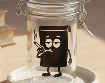 Smell Proof Glass Stash Jar with Airtight Lid – Funny Stash Jar Gift – Odor Proof Herb Storage – A Randy Towel Gag Gift for Him or Her
