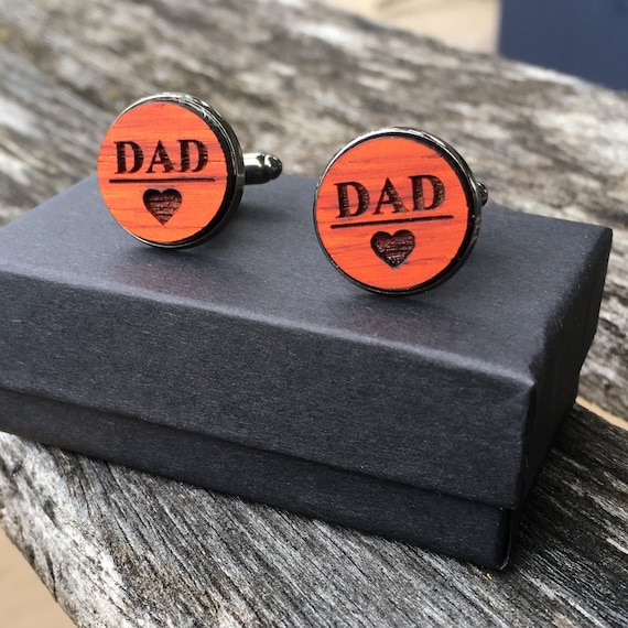 Gift for Father Personalized Wood Engraved Handwriting Cufflinks