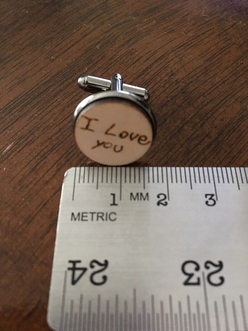 Gift for Father Personalized Wood Engraved Handwriting Cufflinks