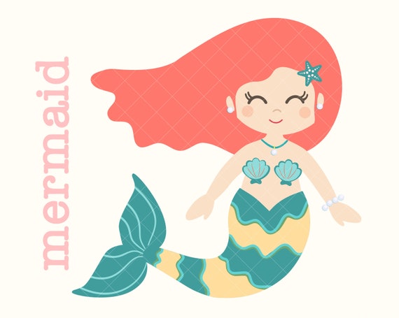 Download Redhead Mermaid Clipart Baby Girl Mermaid Summer Clipart Etsy