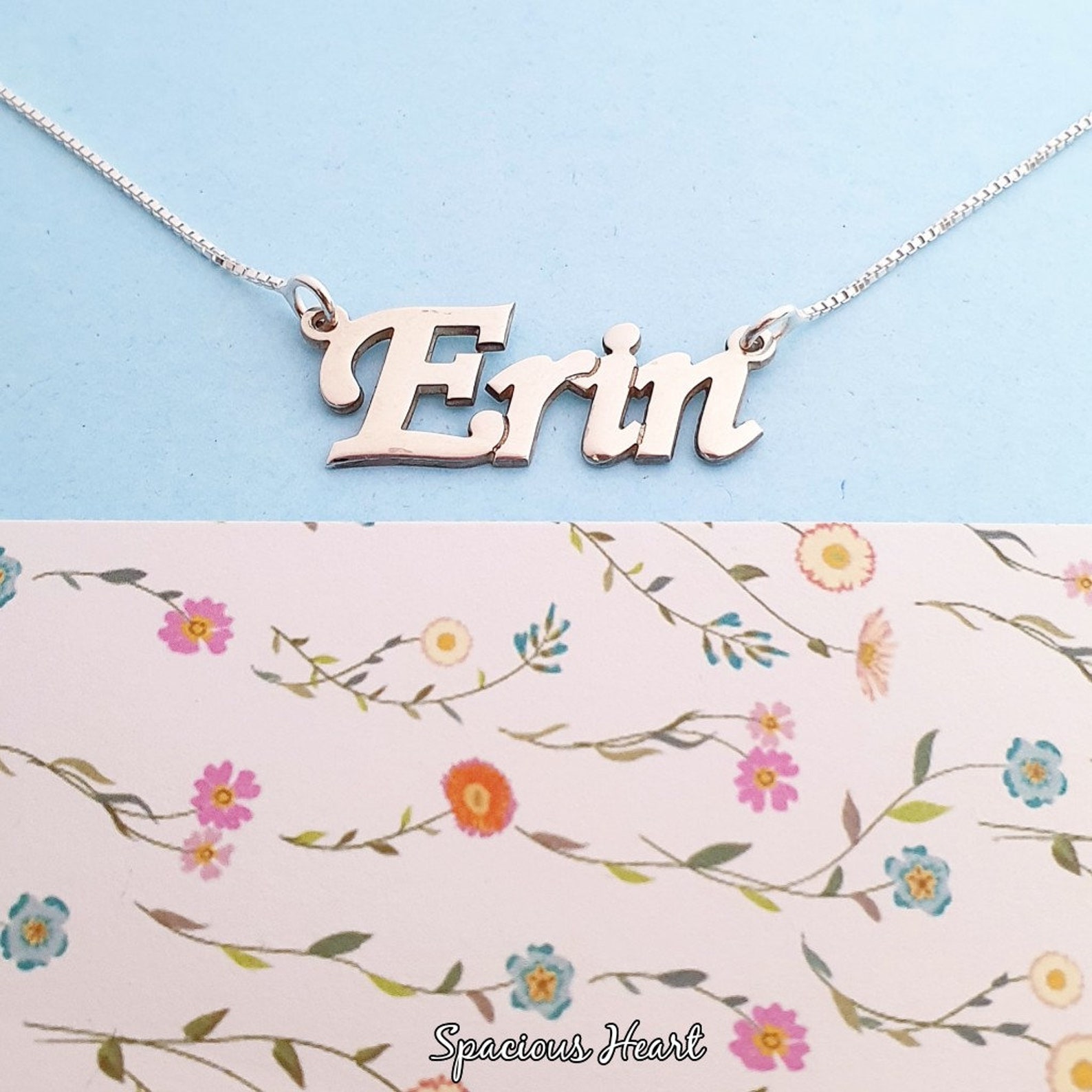 Sterling Silver Erin Name Necklace Erin Name Pendant Etsy