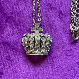 Queen Elizabeth II Coronation Crystal Crown Pendant and Chain