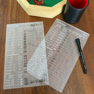 Tarjeta de puntuación acrílica borrable de Yahtzee - ¡Personalizada!