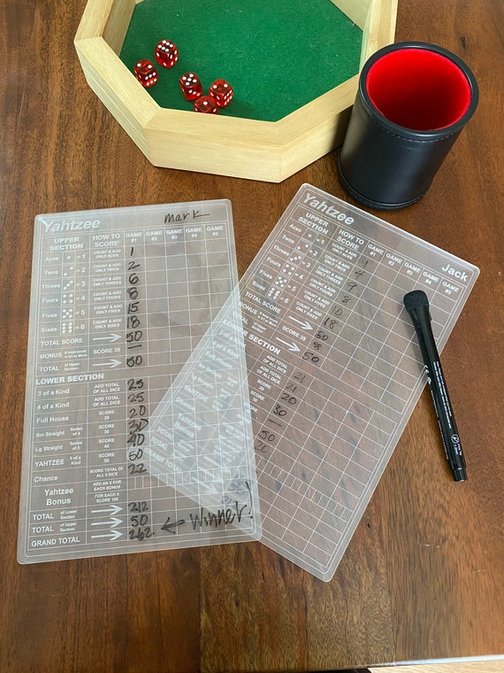 Yahtzee Erasable Acrylic Scorecard Personalized 