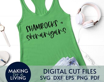 Kleeblätter & Shenanigans - SVG | Digitale geschnittene Dateien für Cricut Silhouette dxf eps pdf | St. Patricks Day Svg, Shamrock Svg, irische Svg Svg