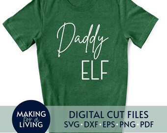 Pappa Tomte - SVG | Digitala klippfiler för Cricut, Silhouette dxf eps pdf | Familjejul svg, julpyjamas svg, tomte svg