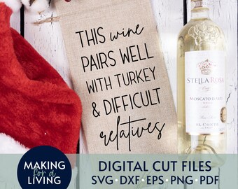 Passt gut zu Verwandten SVG - Lustiges Weintaschendesign (Digitaler Download)