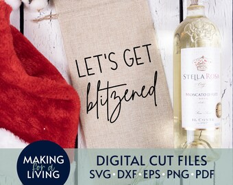 Lassen Sie uns Blitzen - SVG | Digitale geschnittene Dateien - Cricut, Silhouette dxf eps pdf | Wein Glas Svg, Weihnacht Wein Svg, Weintasche Svg, Rudolph