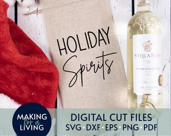Urlaub Spirituosen - SVG geschnitten Datei | Digitale geschnittene Dateien - Cricut, Silhouette dxf eps pdf | Wein Glas Svg, Weihnachtswein Svg