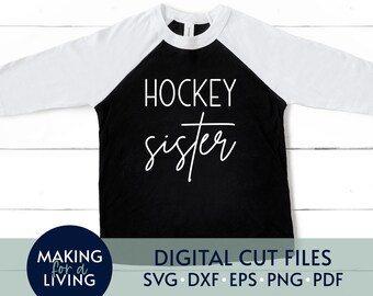 Hockey Schwester - SVG | Digitale geschnittene Dateien für Cricut, Silhouette dxf eps pdf | Familie Hockey Svg, Hockeyspieler Svg, Familie sportsvg