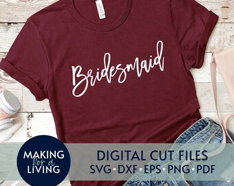 Brautjungfer SVG Schnitt Datei | Hochzeit Bachelorette Shirts (Digitaler Download)