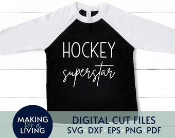Hockey-Superstar SVG - Cricut & Silhouette Schnittdateien (Digitaler Download)