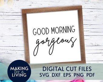 Guten Morgen wunderschön SVG - Paare Holzschild, Cricut (Digitale Schnittdatei)