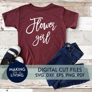 Fleur fille SVG Cut File | Fichiers de coupe numérique pour Cricut, Silhouette, dxf, eps, pdf | Proposition de fille de fleur, engagement, chemises de mariage