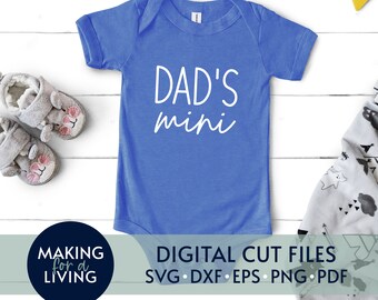 Papa Mini - SVG geschnitten Datei | Digitale geschnittene Dateien für Cricut, Silhouette, dxf, eps, pdf | Baby Svg, Baby-Dusche Svg, kleine junge Svg, Baby-Shirt