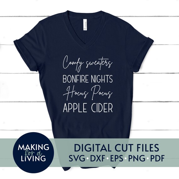 Comfy Sweaters - Fall Love SVG Cut File | Digital cut files for Cricut, Silhouette, dxf, eps, pdf | Fall shirts, autumn quotes