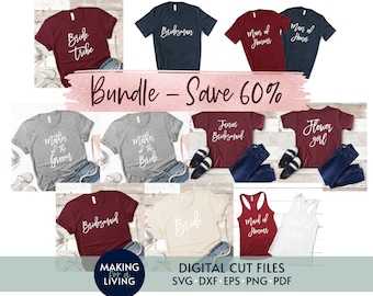 Bridal Party SVG Cut File Bundle – Bridesmaid, Bride, Flower Girl (Digital Download)