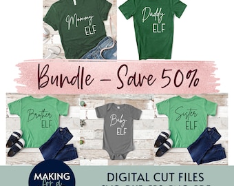 Elfenfamilie SVG Bundle - Weihnachtspyjamas Design (Digital Cut Files)