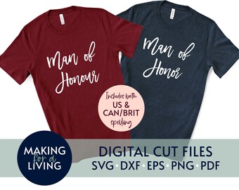 Mann der Ehre/Ehre SVG Schnitt Datei | Hochzeit Party Shirts (Digitaler Download)