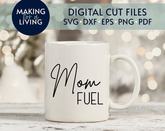 Mama Kraftstoff - SVG geschnitten Datei | Digitale geschnittene Dateien für Cricut, Silhouette, dxf, eps, pdf | Kaffeebecher Svg, Mama Becher Svg, Mutter Kaffee Svg