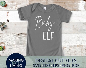 Baby Elf SVG - Weihnachtspyjama, Cricut Cut Datei (Digitaler Download)