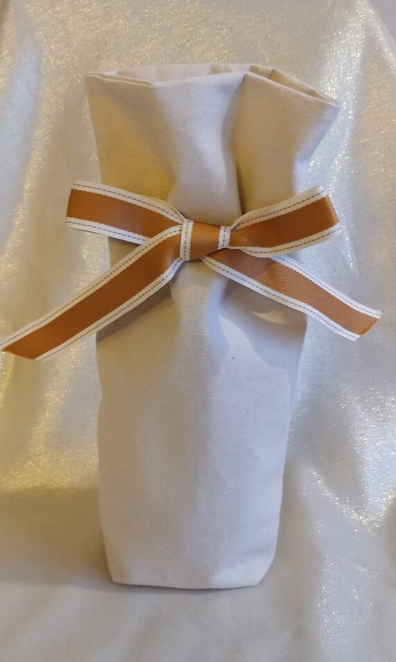 Ribbon Through Grommet Setting Wine Gift Bag in Natural Etsy