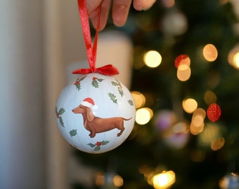 Dachshund Dog Christmas Bauble (optional set of 4)