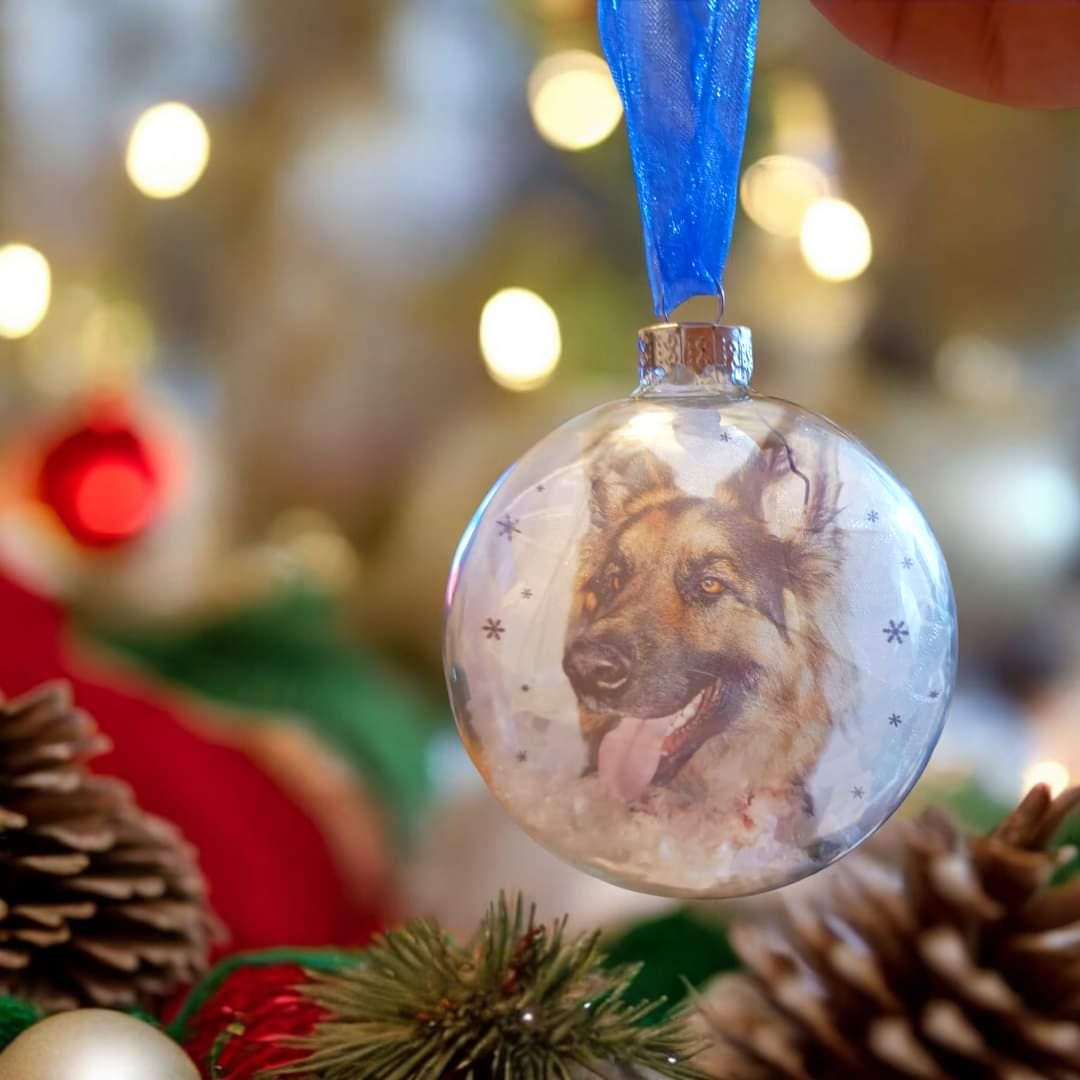 Personalised Christmas Ornament | Custom Dog Bauble Photo Glass - Etsy UK
