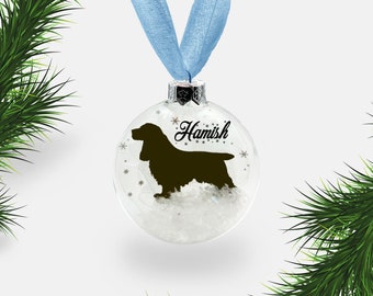 Cocker Spaniel Dog Personalised Ornament | Custom Glass Christmas Bauble