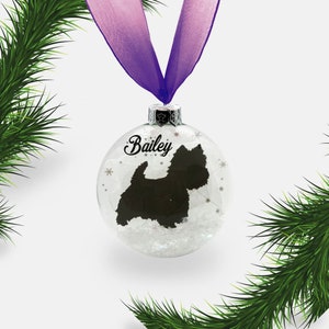 Westie West Highland Terrier Dog Personalised Ornament | Custom Glass Christmas Bauble