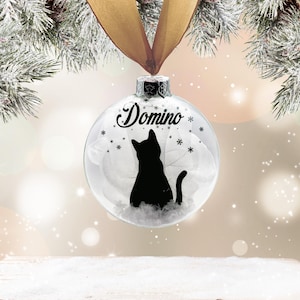 猫のパーソナライズされたクリスマスオーナメント | カスタムガラスクリスマスボール