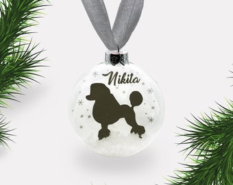 Poodle Dog Personalised | Custom Glass Christmas Bauble