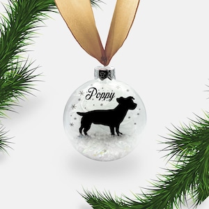 Jack Russell Terrier Dog Personalised Ornament | Custom Glass Christmas Bauble